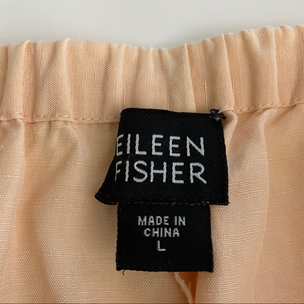Eileen Fisher Silk Linen Pants Coral Peach, Size L - Picture 5 of 7